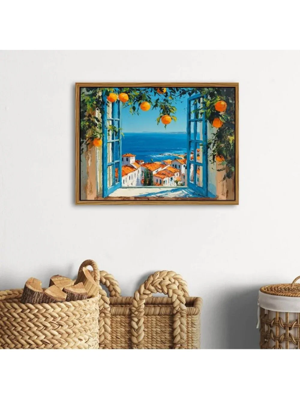 Coastal Blue Wall Art - Vintage Framed Seascape Decor for Living Room & Bedroom